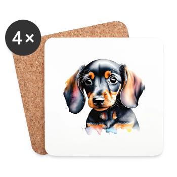 Hundehalter Dachshund Hund Dackelwelpe Hunde - Untersetzer (4er-Set) - Weiß - Vorne