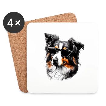 Puppy Australian Shepherd Dog Owner - Coasters (set of 4) - white - Front