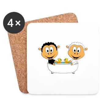 BADEN - BADEWANNE - SCHAFE - SCHAF - LIEBE - LOVE - Untersetzer (4er-Set) - Weiß - Vorne