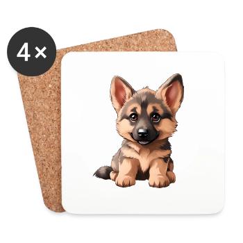 German Shepherd Puppy | German Shepherd puppy - Coasters (set of 4) - white - Front