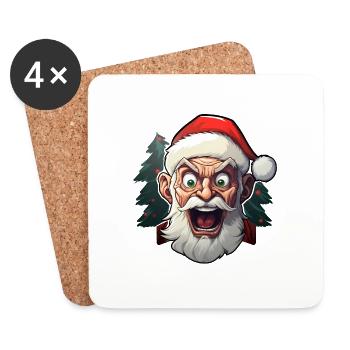 Verrückter Santa Klaus - Untersetzer (4er-Set) - Weiß - Vorne