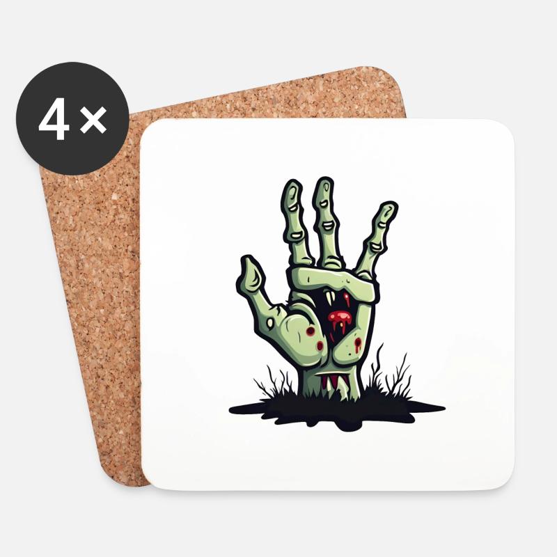 Zombie Hand / Halloween / Finger / Erde / Untot - Untersetzer (4er-Set) - Weiß