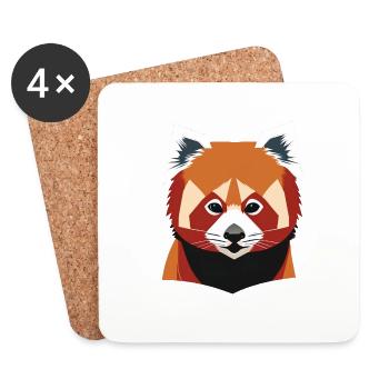 red panda face vector look geometric proud strong - Coasters (set of 4) - white - Front