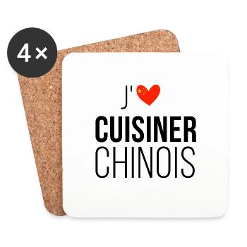 J'aime cuisiner chinois - Dessous de verre (lot de 4) - blanc - Devant