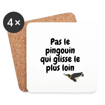 Pas le pingouin qui glisse le plus loin - Dessous de verre (lot de 4) - blanc - Devant