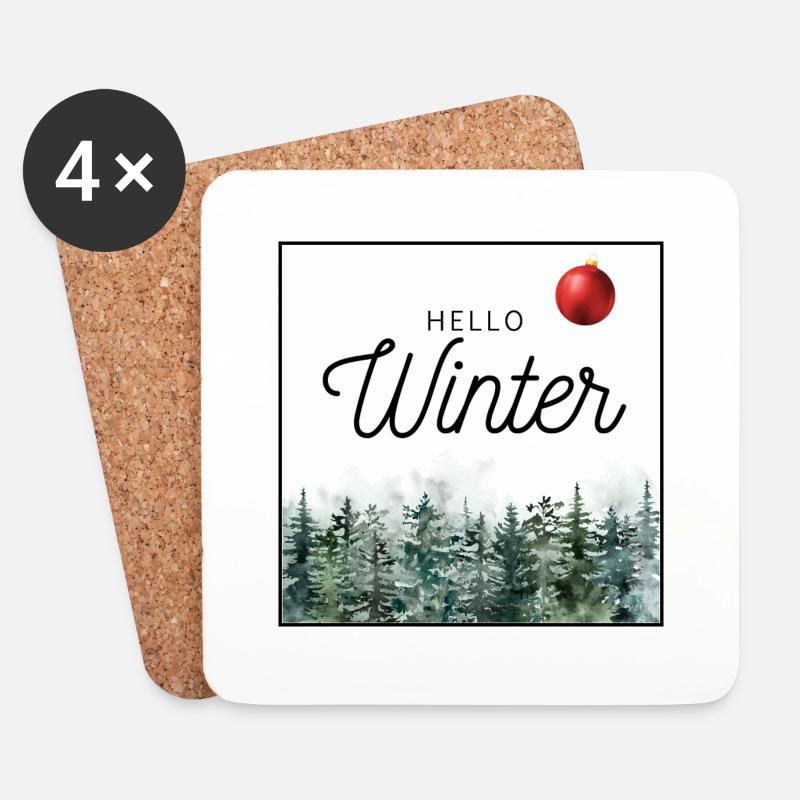 Hello Winter Hallo Winter - Untersetzer (4er-Set) - Weiß