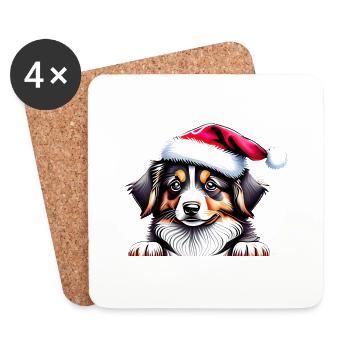 Australian Shepherd Christmas Dog Owner - Coasters (set of 4) - white - Front