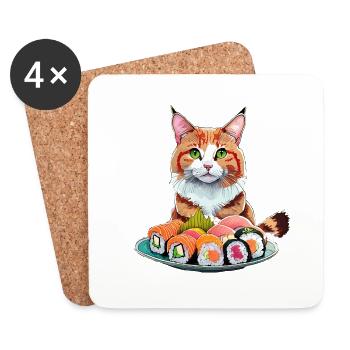 Sushi Cat - Coasters (set of 4) - white - Front