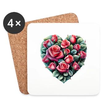 Saint-Valentin Engagement amoureux Fête des mères Mariage - Dessous de verre (lot de 4) - blanc - Devant
