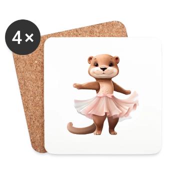 Danseuse du Ballet de la Ballerine Loutre - Dessous de verre (lot de 4) - blanc - Devant
