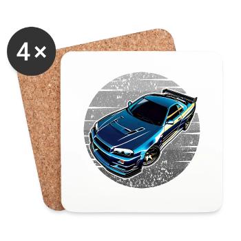 Jdm / Tuning / Turbocompresseur / Jantes / Chiptuning - Dessous de verre (lot de 4) - blanc - Devant