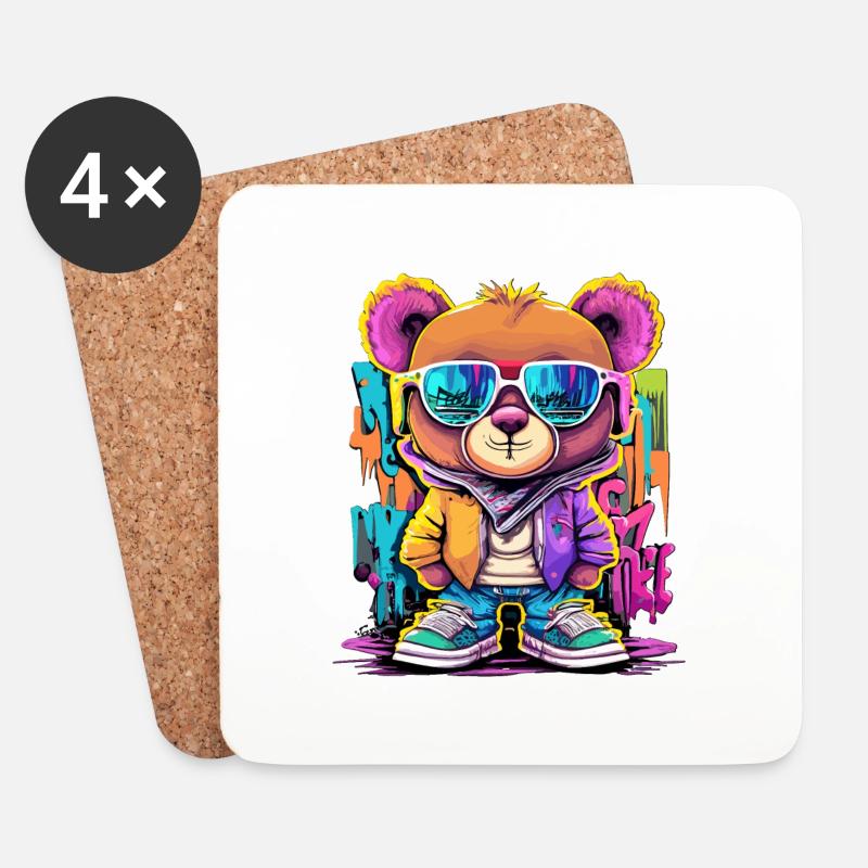 Grafitti teddy bear - Untersetzer (4er-Set) - Weiß