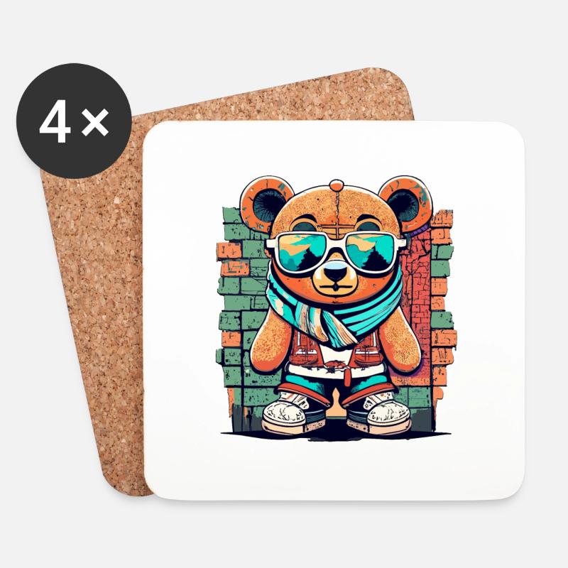 Grafitti teddy bear - Untersetzer (4er-Set) - Weiß