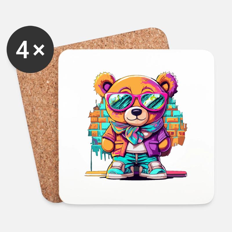 Grafitti teddy bear - Untersetzer (4er-Set) - Weiß