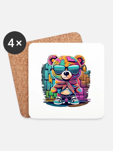 Grafitti teddy bear - Untersetzer (4er-Set) - Weiß