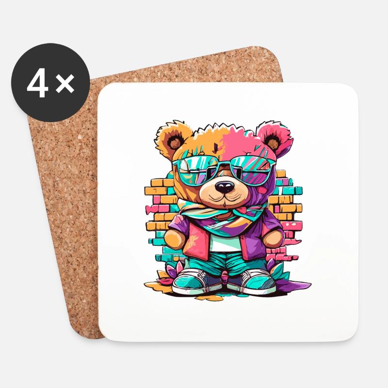 Grafitti teddy bear - Untersetzer (4er-Set) - Weiß
