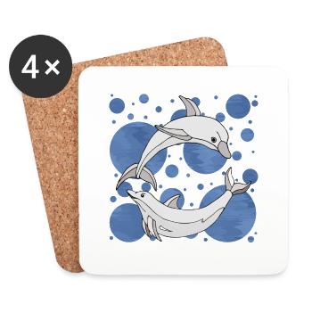 Dauphins - Dessous de verre (lot de 4) - blanc - Devant