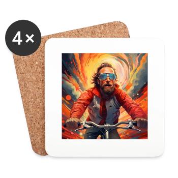 Cool Cyclist - Coasters (set of 4) - white - Front