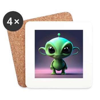 Joyeux Halloween mignon extraterrestre effrayant drôle effrayant - Dessous de verre (lot de 4) - blanc - Devant