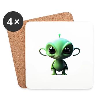 Joyeux Halloween mignon extraterrestre effrayant drôle effrayant - Dessous de verre (lot de 4) - blanc - Devant