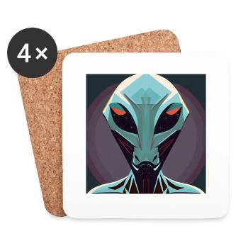 Joyeux Halloween mignon extraterrestre effrayant drôle effrayant - Dessous de verre (lot de 4) - blanc - Devant