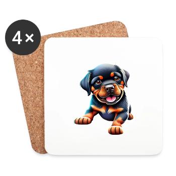 Dog Puppy Rottweiler Dog Rottweiler Puppy Dogs - Coasters (set of 4) - white - Front