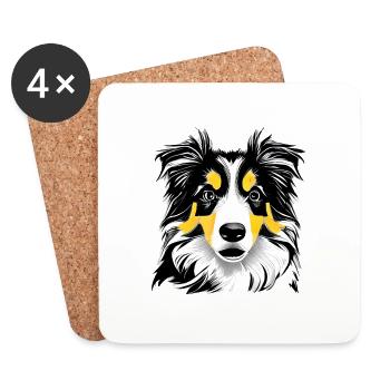 Australian Shepherd Dog Owner Dog Puppy - Coasters (set of 4) - white - Front