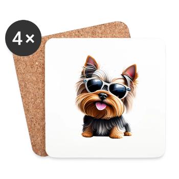 Dog Owner Yorkshire Terrier Puppy Dog - Coasters (set of 4) - white - Front