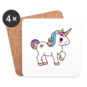 Einhorn Mädchen Unicorn Fabeltier Einhörner - Untersetzer (4er-Set) - Weiß - Vorne