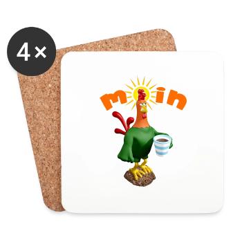 Moin Gockel - Bonjour - Dessous de verre (lot de 4) - blanc - Devant