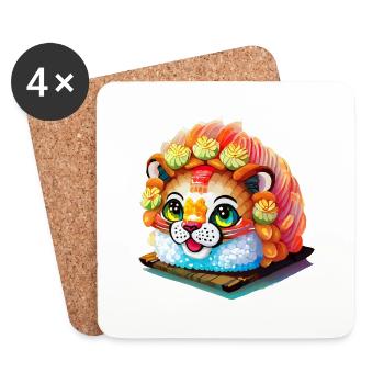 Sushi Lion - Dessous de verre (lot de 4) - blanc - Devant