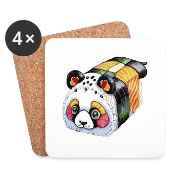 Sushi Panda - Dessous de verre (lot de 4) - blanc - Devant