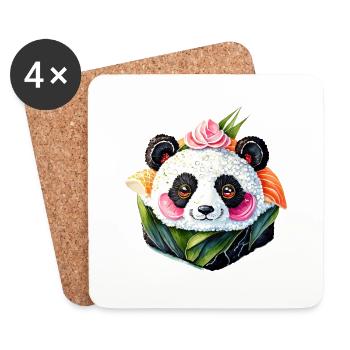 Sushi Panda - Dessous de verre (lot de 4) - blanc - Devant