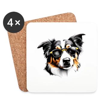 Puppy Australian Shepherd Dog Owner - Coasters (set of 4) - white - Front