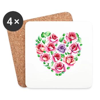 Saint-Valentin Engagement amoureux Fête des mères Mariage - Dessous de verre (lot de 4) - blanc - Devant