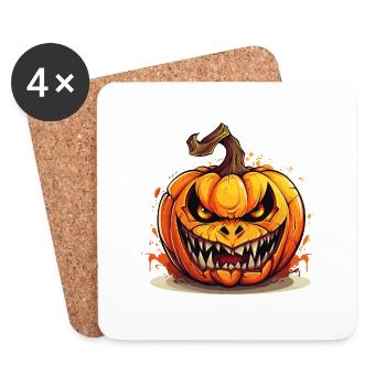 Halloween Tête De Citrouille Effrayant Effrayant Horreur - Dessous de verre (lot de 4) - blanc - Devant