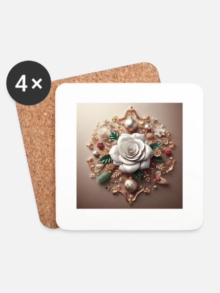 Weiße Blume - Untersetzer (4er-Set) - Weiß