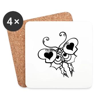 papillon - Dessous de verre (lot de 4) - blanc - Devant