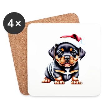 Hundewelpe Rottweiler Weihnachten Hunde Hund - Untersetzer (4er-Set) - Weiß - Vorne