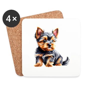 Dog Owner Yorkshire Terrier Puppy Dog - Coasters (set of 4) - white - Front