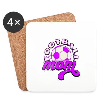 Football Mom: Stolz und laut! - Untersetzer (4er-Set) - Weiß - Vorne