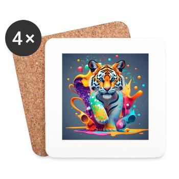 colorful lion - Coasters (set of 4) - white - Front