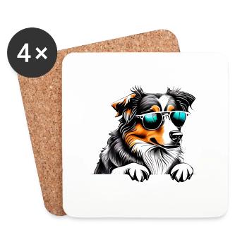 Puppy Australian Shepherd Dog Owner - Coasters (set of 4) - white - Front
