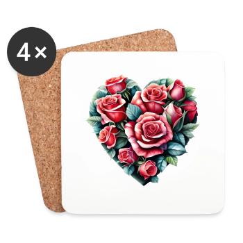 Valentinstag Verlobung Muttertag Hochzeit Liebe - Untersetzer (4er-Set) - Weiß - Vorne