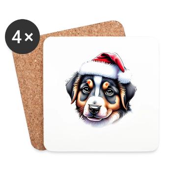 Australian Shepherd Christmas Dog Owner - Coasters (set of 4) - white - Front