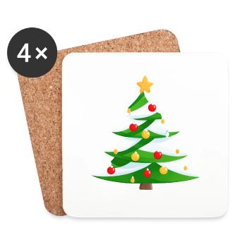 Weihnachten Geschenk Weihnachtsbaum Tannenbaum - Untersetzer (4er-Set) - Weiß - Vorne