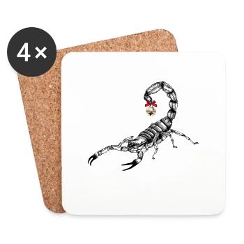 Weihnachtlicher Skorpion - Untersetzer (4er-Set) - Weiß - Vorne