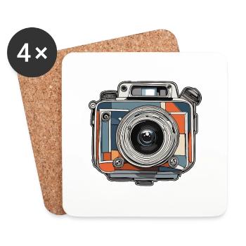 Kamera / Fotoapperat / Foto / Bild / Aufnahme - Untersetzer (4er-Set) - Weiß - Vorne