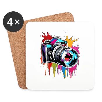 Kamera / Fotoapperat / Foto / Bild / Aufnahme - Untersetzer (4er-Set) - Weiß - Vorne
