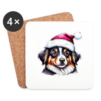 Australian Shepherd Christmas Dog Owner - Coasters (set of 4) - white - Front